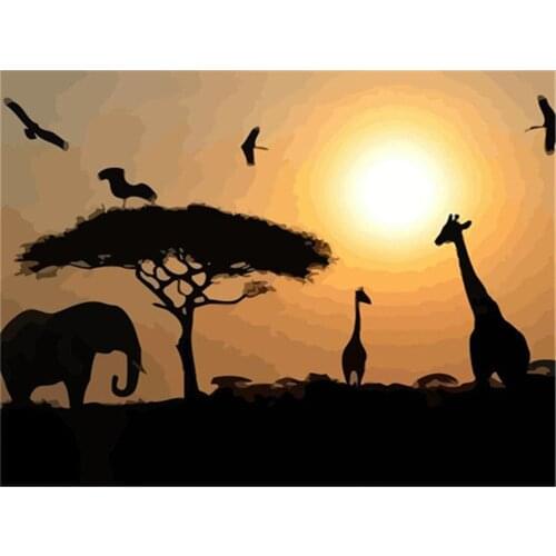 Landscape Elephant Animal DIY 11CT Embroidery Cross Stitch Kits Needlework Craft Set Cotton Thread Printed Canvas Sale