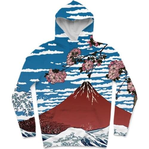 REAL American US SIZE Custom Chinese Japanese Aesthetic Waves 3D Sublimation print Hoodies with plus size 3XL 4XL 5XL 6XL