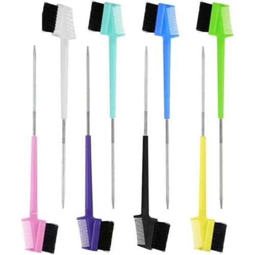 New 200pcs/lot Double Side Hair Edge Brushes Hair Comb Salon Edge Control Brush Eyebrow Comb Pin Tail Hairdressing Styling
