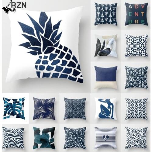 NEW Deep Blue Nordic Geometry Pillowcase Polyester Modern Fashion Sofa Cushion Covers Livingoom Decorative Throw Pillows Cover