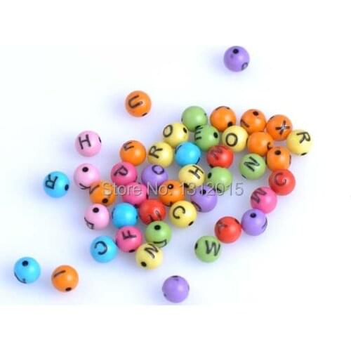 Wholesale! Free Shipping! Letter/ Alphabet circle Acrylic Charm DIY Beads Lucky mixed Color 8*8mm, 300PcsJH-ZS19
