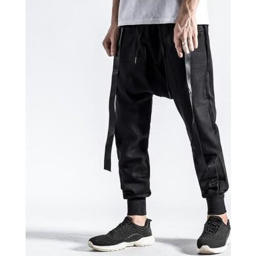 Autumn personality fashion mens casual pants harem pant men feet trousers black pantalones hombre cargo pantalon homme korean