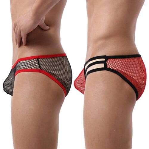 Sexy Mens Brief Male Transparent Fishnet Low-waist Briefs Panties Mesh Breathable Sexy Gay Underwear