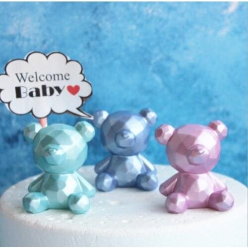 Multi-colored bear cake ornaments boy and girl decorative balloons star cake top hats for party decoration gift decoration