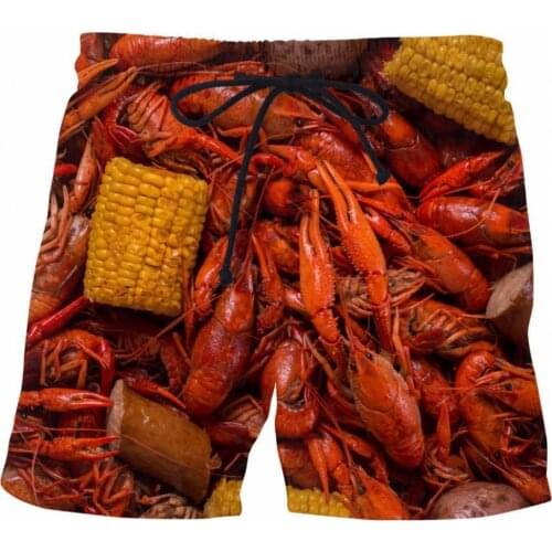 Summer Men Shorts Sausage Print Wide Leg All-matched Elastic Waist Drawstring Food Shorts Sports Streetwear 4XL шорты мужские