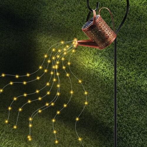 Kettle Light String Solar Power LED Garden Shower Lamp String Iron Outdoor Yard Art Light Chain