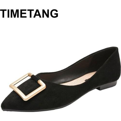 TIMETANG Ladies Flock Shoes Single Flats Designer Ballets Pointed Toe Dress Shoes Elegant OL Foldable Flats Women Roll-Up Shoes