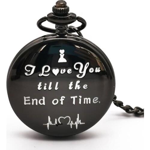 Unique Quartz Pocket Watch Women Men Romantic Creativity Text I Love You Best Gifts For Girlfriend Wife Husband