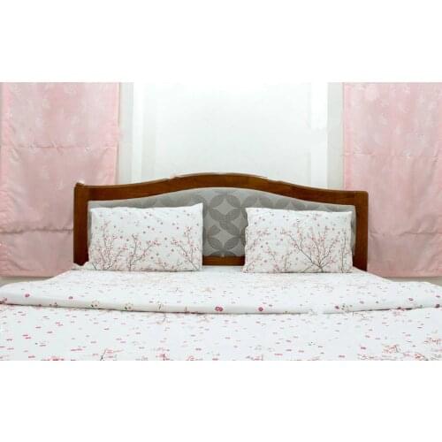 Tufted headboard white pillow bedding sheets natural bedroom photo backdrop Vinyl cloth Computer print wall background