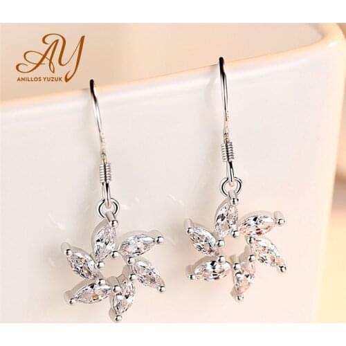 Anillos Yuzuk Sterling Silver Earrings Drop Geometric Shape Zircon Christmas Gift Micro Inlay Cubic Zirconia Earrings For Women