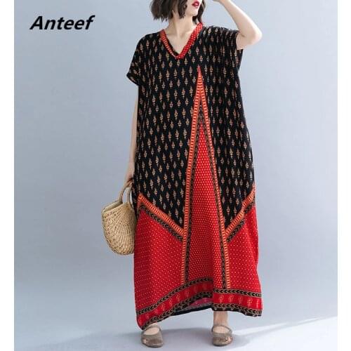 Cotton satin vintage floral plus size for women casual loose maxi long summer dress elegant clothes 2021 ladies dresses sundress