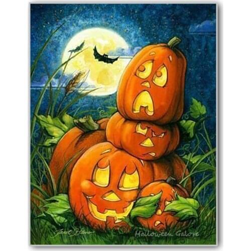 ZOOYA DIY 5D Halloween Diamond Painting Halloween Kits Full Square Diamond Embroidery Moon Diamond Mosaic Pumpkin Home Decor
