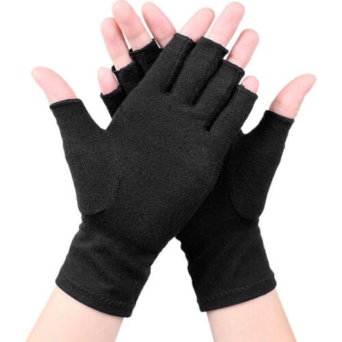 1 Pair Compression Arthritis Gloves Joint Pain Relief Therapy Wrist Compression Gloves Anti-Slip Half Fingers Household Gloves