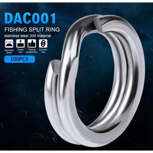 100pcs/lot 3#-8# Fishing Swivel Split Rings Stainless Steel Snap Hook Ring Lure Connecting Ring Fishing Lure Accessories