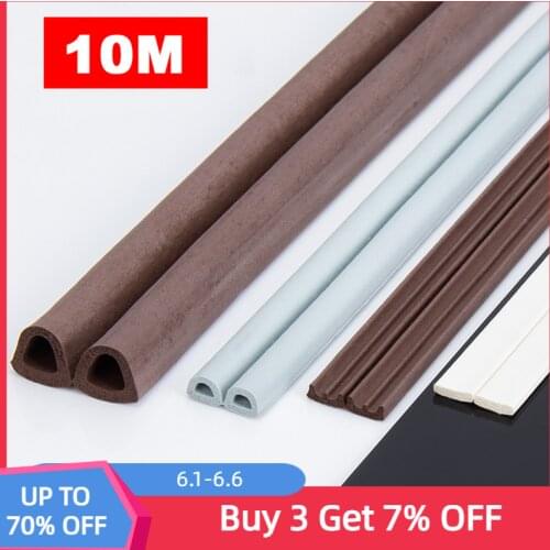 10M DIEP Type Door Weather Strip Self Adhesive Rubber Seal Foam Tape Window Dustproof Soundproof Insulation Tools
