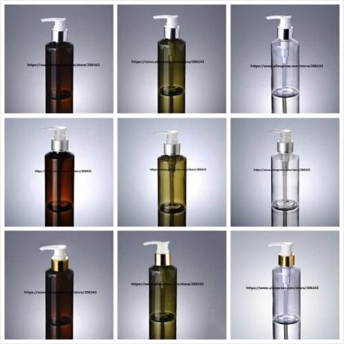 150ML GREEN/TRANSPRENT /BROWN plastic PET bottle with gold/silver pump for shampoo /body lotion/emulsion/removal oil packing