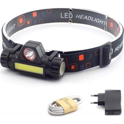 2 LED COB XPE headlamp head light Torch bright USB port rechargeable frontal flashlight hoofdlamp for Camping night Lighting