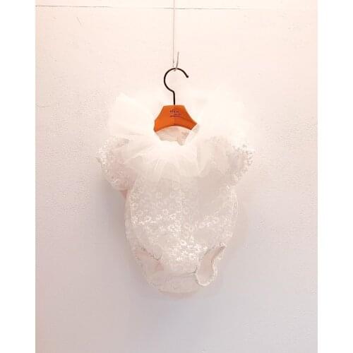 2020 Baby Girls Clothes Lace Embroidery Romper Ruffles Onesie for Lovely Toddler Girls New +caps Baptism