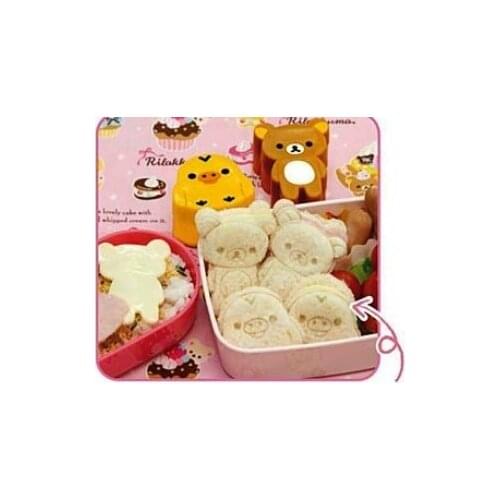 50sets/lot fedex fast ship Rilakkuma&Yellow Chicken Sushi molds/Mould Cutter Bento Plastic Cake Ice Cream Mould Retail