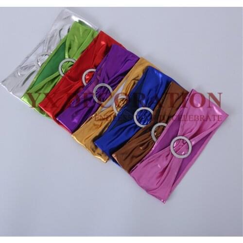 50pcs Bronzing Metalic Lycra Band Spandex Chair Sah For Chair Cover Wedding Event Decoration