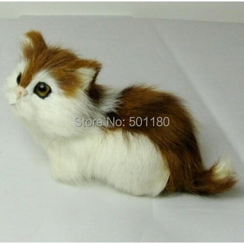 Free shipping handmade furry animal cat artificial cat gift decoration cat mini lovely cat artificial crafts animal
