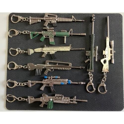 Fortniteed PUBG Keychain Playerunknowns Battlegrounds CS Go Battle Royale Keyring AWM Ax Knife Gun Keyring Key Chain Ring Army