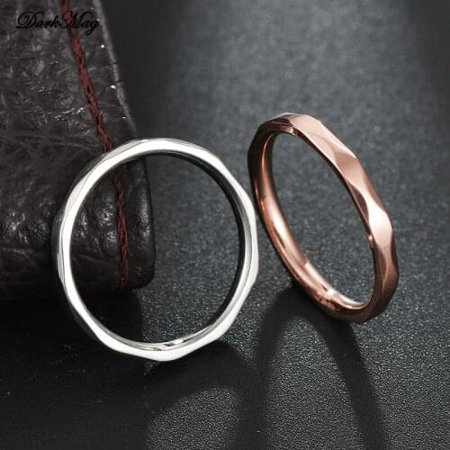 DarkMag Trendy 2mm Silver & Rose Cutting Ceramics Rings Jewelry Wedding Engagement Rings For Women Anneaux Anillos