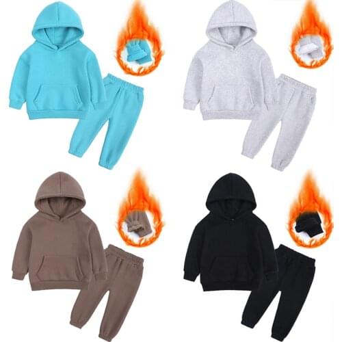 Childrens Fleece Suit Boy Girl Clothes Hoodie Pullover Sweatshirt Pant Warm Children Set Winter Autumn Kids Loungewear Clothes