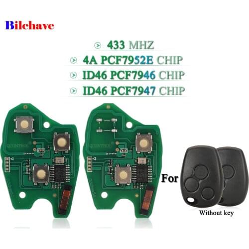 Bilchave 2/3 Buttons 434Mhz PCF7952E 4A Chip Remote Car Key Circuit Board Fob For Renault Clio Scenic Kangoo Megane