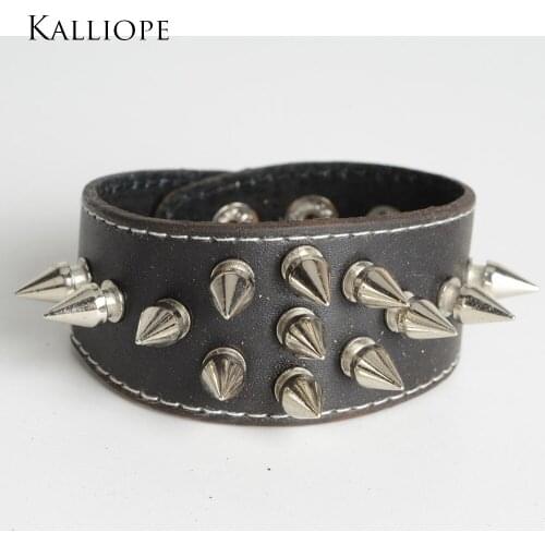 Cone punk style leather bracelet fashion trendy men jewelry accessories birthday/christmas gift