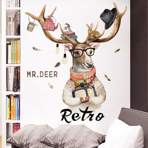 Creative Deer 3D Wall Sticker Bedroom Living Room Wall Decoration Creative Teenager Room Decor Art Self-adhesive Animal Decals