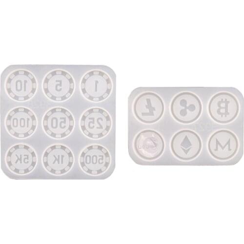 Round Coins Chips Silicone Molds Ornaments DIY Epoxy Resin Casting Mold Tool