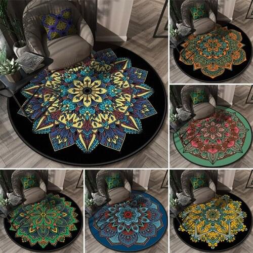 Bohemia Round rug ethnic Carpet living room bedroom soft flower floor mat circle rugs kids room parlor home Decorative Custom