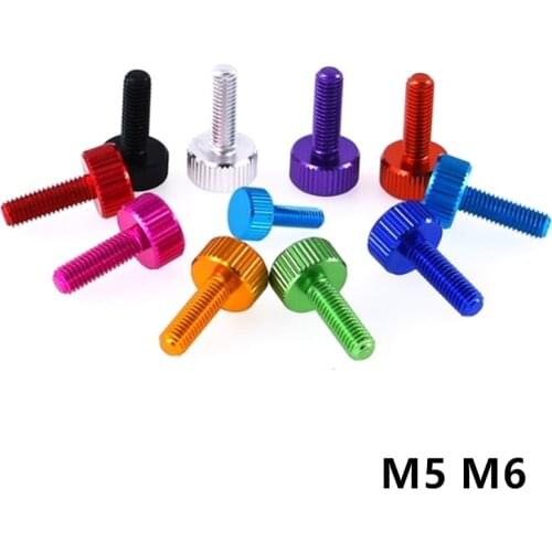 M5 M6*10mm Colorful Aluminium Alloy Flat Head Knurled Hand Screw for Colored Decorative Electronic Equipment Screw Screw Bolt