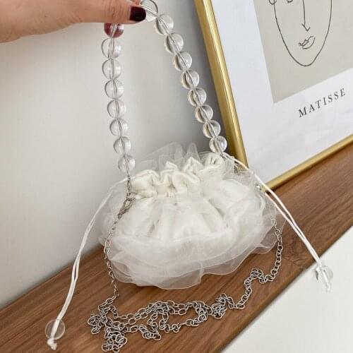 Fashion Casual Lace Beaded Handbag and Purses Top-Handle Women Crossbody Shoulder Bag Vintage Beach Ladies Casual Tote Lace Bag