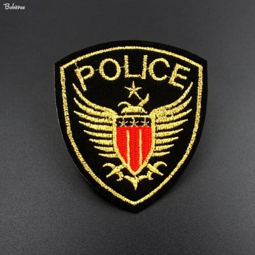 Fashion Gloden Police Patch Creative Badge Iron On for Jacket Jean DIY Cloth Decorative Appliques Sewing Supplies