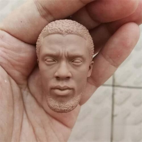 Unpainted 1/6 Scale Movie Star Chadwick Head Sculpt Model For Action Figure Dolls Soldier Accessories Painting Exercise No.154