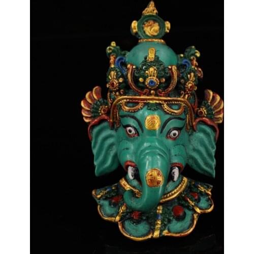 Nepal collected handmade colored drawing Sri Ganesh Lacquerware hung statue,for guard house, exorcise evil spirits