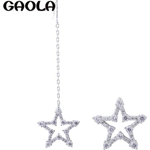 GAOLA New Clear Cubic Zirconia Link Chain Exaggerated Stars Dangle Earring Women Jewelry GLE6854Y