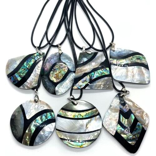 Natural Shell Pendant Mother-of-Pearl Stitching Abalone Shell Exquisite Pendant Making Jewelry Making DIY Necklace Accessories
