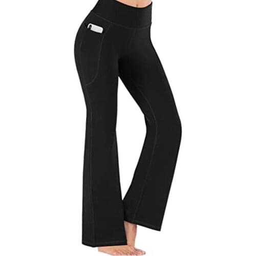 HOT yoga pants designer co-branded womens high-waist womens track pants with pockets Bootleg work pants formal pants