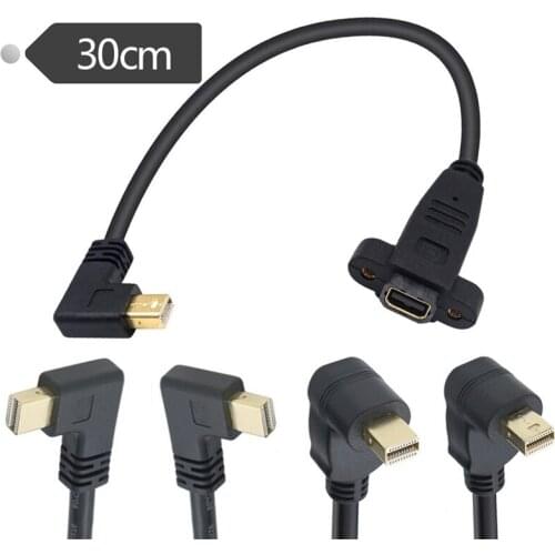 Right Left up Down 90 degrees Angled Mini DP to Mini DP 4K Cable Mini DisplayPort Male To Female extend Screw Panel Mount Cable
