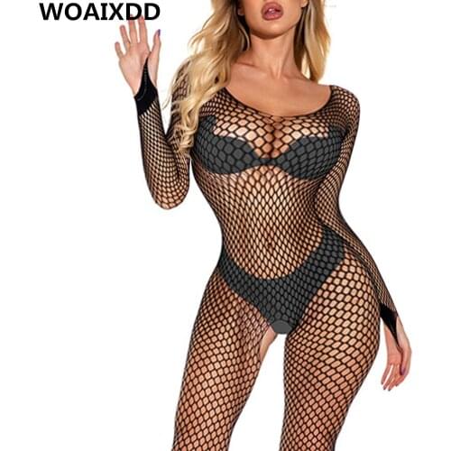 XXXL Plus Size Sexy Bodystocking Women Open Crotch Fishnet Porno Teddy Lingerie Bodysuit Erotic Underwear Costumes Sexy Clubwear