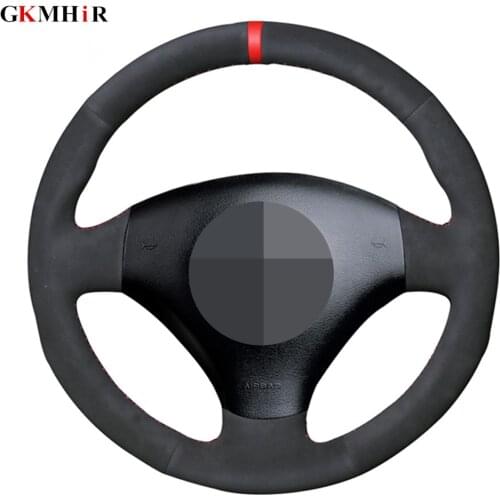 Hand-stitched Black Suede Car Steering Wheel Cover For Audi A2 8Z A3 8L Sportback A4 B6 Avant A6 C5 A8 D2 TT 8N S3 S4 RS 4 RS 6