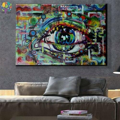 Hand painted street Graffiti painting the big eye wall canvas art modern abstract pop popular wall painting picture