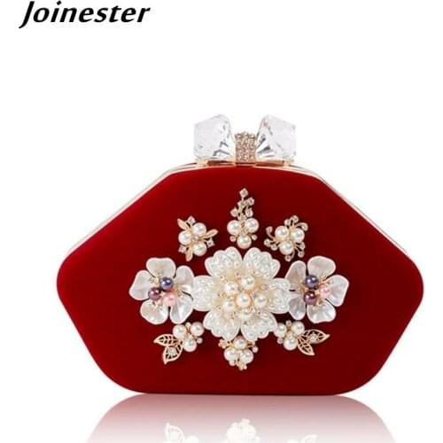 Pearl Flower Evening Bags for Women FashionPurses sac à main Ladies Party Handbags Wedding Bride Clutch Retro Shoulder Bags