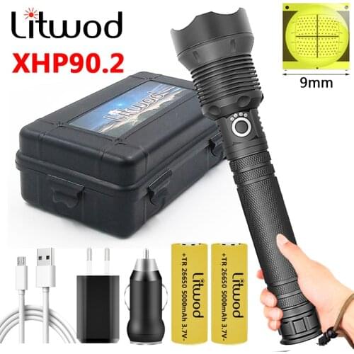 Xhp90.2 High Quality Usb Rechargeable Led Flashlight 18650 or 26650 Battery Zoomable Torch Aluminum Waterproof Lantern
