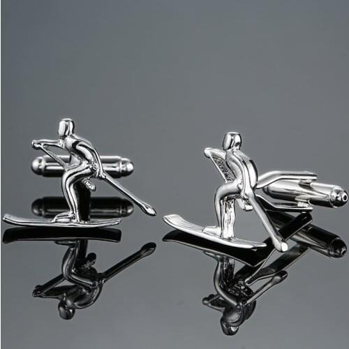 DY New high quality sports ski Silvery Cufflinks fashion Mens French shirt Cufflinks free shipping