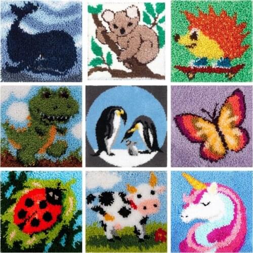 Diy latch hook kits rug tapestry kits animal 3d printed canvas accessories crochet tapis needle for carpet embroidery diy carpet