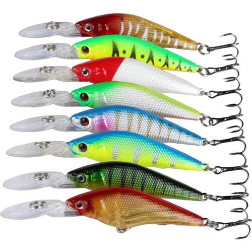 Goture 8 piece Hard Fishing Lure Minnow Wobbler Crankbaits With 3D Eyes 61mm 6.3g Carp Fishing Equipment